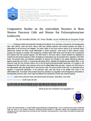Comparative Studies on the Antioxidant enzymes in Bone Marrow Precursor cells and mature Rat Polymorphonuclear Leukocytes