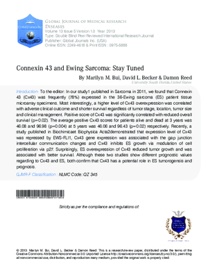 Connexin 43 and Ewing Sarcoma: Stay Tuned