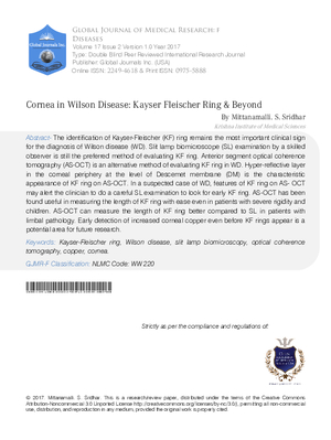 Cornea in Wilson Disease: Kayser Fleischer Ring and Beyond