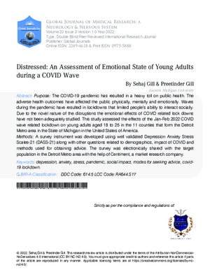 Distressed: An Assessment of Emotional State of Young Adults during a COVID Wave