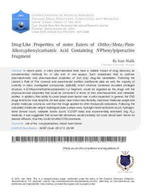 Drug-like Properties of Some Esters of ortho-/meta-/para-Alkoxyphenylcarbamic Acid Containing N-Phenylpiperazine Fragment