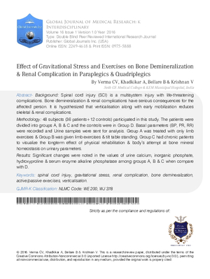 Effect of Gravitational Stress and Exercises on Bone Demineralization 