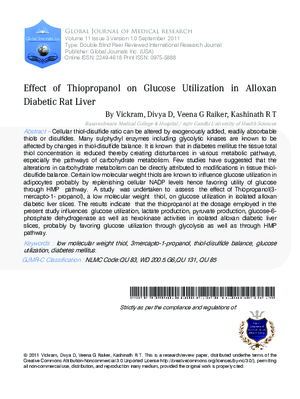 Effect of Thiopropanol on Glucose Utilization in Alloxan Diabetic Rat Liver