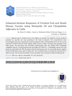 Enhanced Immune Responses of Trivalent Foot and Mouth Disease Vaccine Using Montanide Oil and Clinoptilolite Adjuvants in Cattle