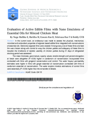 Evaluation of Active Edible Films with Nano Emulsions of  Essential Oils for Minced Chicken Meat