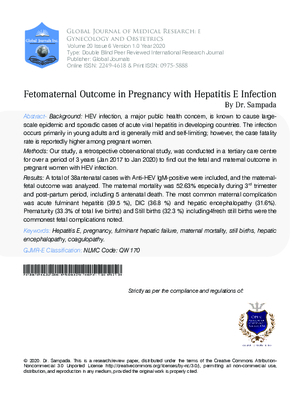 Fetomaternal Outcome in Pregnancy with Hepatitis E Infection