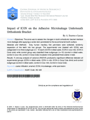 Impact of ICON on the Adhesive Microleakage Underneath Orthodontic Bracket