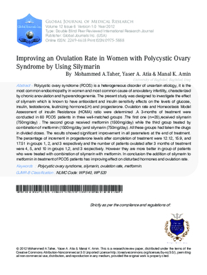 Improving an Ovulation Rate in Women with Polycystic Ovary  Syndrome by Using Silymarin