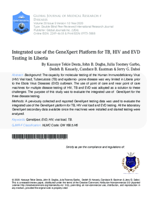 Integrated use of the GeneXpert Platform for TB, HIV and EVD Testing in Liberia