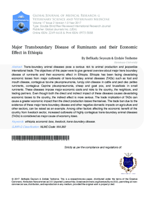 Major Transboundary Disease of Ruminants and their Economic Effect in Ethiopia
