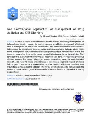 Non Conventional Approaches for Management of Drug Addiction and CNS Disorders