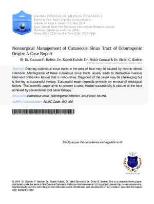 Nonsurgical Management of Cutaneous Sinus Tract of Odontogenic Origin: A Case Report Running Title: Management of Cutaneous Sinus