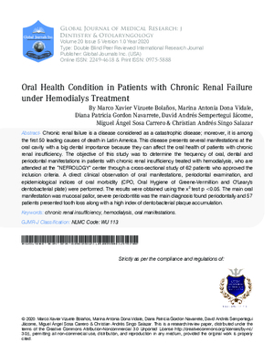 Oral Health Condition in Patients with Chronic Renal Failure under Hemodialys Treatment