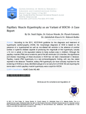 Papillary Muscle Hypertrophy as an Variant of HOCM -A Case Report