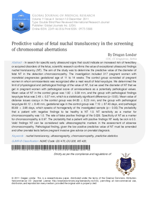 Predictive value of fetal nuchal translucency in the screening of chromosomal aberrations