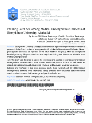 Profiling Safer Sex among Medical Undergraduate Students of Ebonyi State University, Abakaliki
