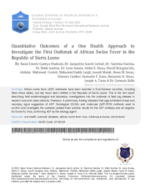 Quantitative Outcomes of a One Health Approach to Investigate the First Outbreak of African  Swine Fever in the Republic of Sierra Leone