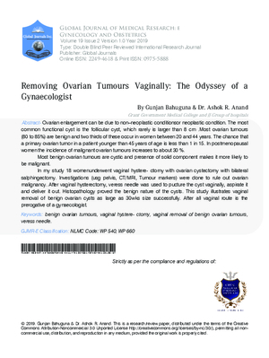 Removing Ovarian Tumours Vaginally:The Odyssey of a Gynaecologist