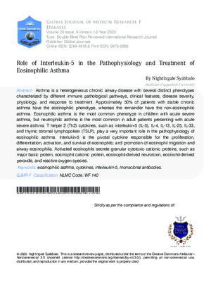 Role of Interleukin-5 in the Pathophysiology and Treatment of Eosinophilic Asthma