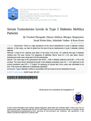 Serum Testosterone Levels in type 2 Diabetes Mellitus Patients
