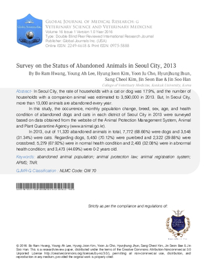 Survey on the Status of Abandoned Animals in Seoul City, 2013