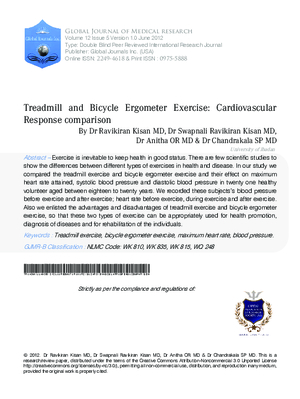 Treadmill and Bicycle Ergometer Exercise: Cardiovascular Response comparison