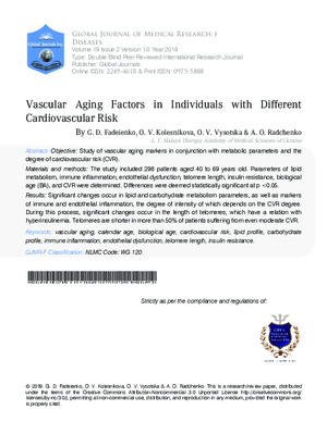 Vascular Aging Factors in Individuals with Different Cardiovascular Risk