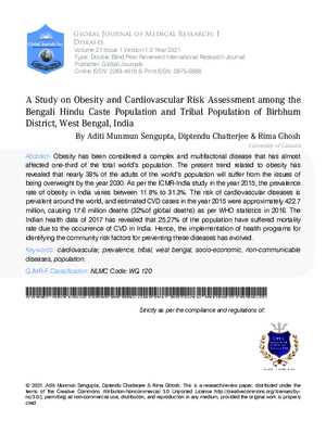A Study on Obesity and Cardiovascular Risk Assessment among the Bengali Hindu Caste Population and Tribal Population of Birbhum District, West Bengal, India