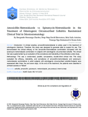 Amoxicillin-Metronidazole vs Spiramycin-Metronidazole in the Treatment of Odontogenic Circumscribed Cellulitis: Randomized Clinical Trial in Odontostomatology
