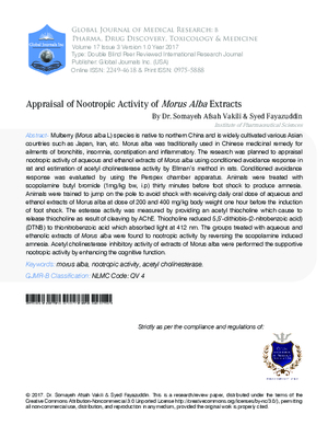 Appraisal of Nootropic Activity of Morus Alba Extracts