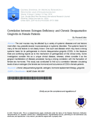 Correlation between Estrogen Deficiency and Chronic Desquamative Gingivitis in Female Patients