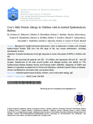 Cows Milk Protein Allergy in Children with Inherited Epidermolysis Bullosa