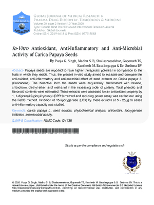 In Vitro Antioxidant, Anti-Inflammatory And Anti-Microbial Activity of Carica Papaya Seeds