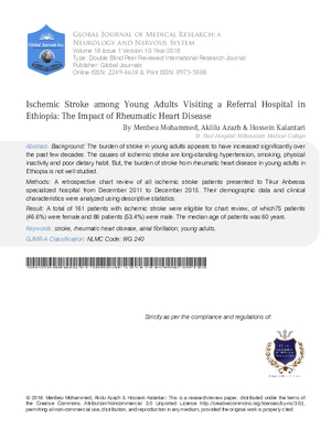 Ischemic Stroke among Young Adults Visiting a Referral Hospital in Ethiopia: The Impact of Rheumatic Heart Disease