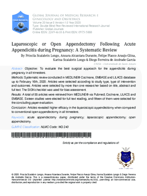 Laparoscopic or Open Appendectomy following Acute Appendicitis during Pregnancy: A Systematic Review