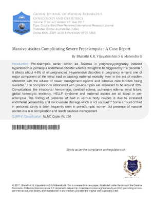 Massive Ascites Complicating Severe Preeclampsia : A Case Report