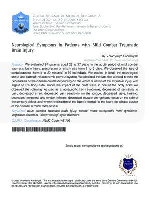Neurological Symptoms in Patients with Mild Combat Traumatic Brain Injury