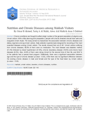 Nutrition and Chronic Diseases among Makkah Visitors