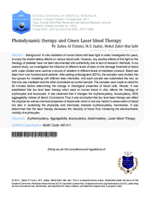 Photodynamic therapy and Green Laser blood Therapy
