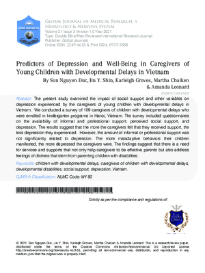 Predictors of Depression and Well-being in Caregivers of Young Children with Developmental Delays in Vietnam