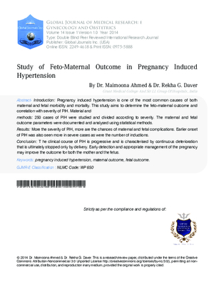 Study of Feto-Maternal Outcome in Pregnancy Induced Hypertension
