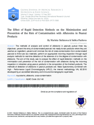 The Effect of Rapid Detection Methods on the Minimization and Prevention of the Risk of Contamination with Aflatoxins in Peanut Products