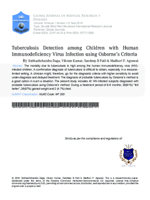 Tuberculosis Detection among Children with Human Immunodeficiency Virus Infection using Osborne2019;s Criteria