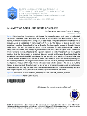A Review on Small Ruminants Brucellosis