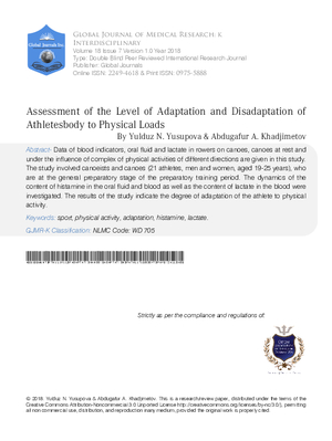 Assessment of the Level of Adaptation and Disadaptation of Athletes Body to Physical Loads