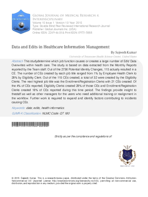 Data and Edits in Healthcare Information Management