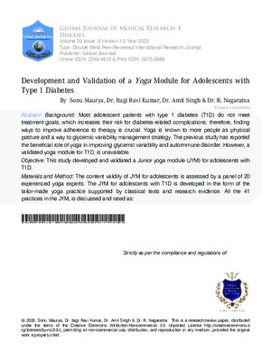 Development and Validation of a Yoga Module for Adolescents with Type 1 Diabetes