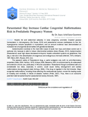 Paracetamol May Increase Cardiac Congenital Malformations Risk in Prediabetic Pregnancy Women