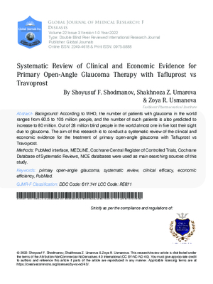 Systematic Review of Clinical and Economic Evidence for Primary Open-  Angle Glaucoma Therapy with Tafluprost vs Travoprost
