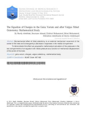 The Equation of Charges in the Genu Varum and after Valgus Tibial Osteotomy: Mathematical Study